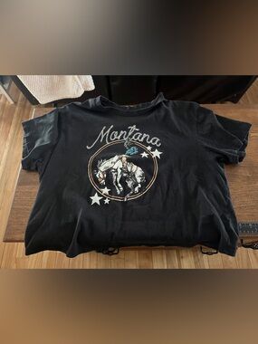 Rebellious One Black Montana Crop Top Graphic Tee